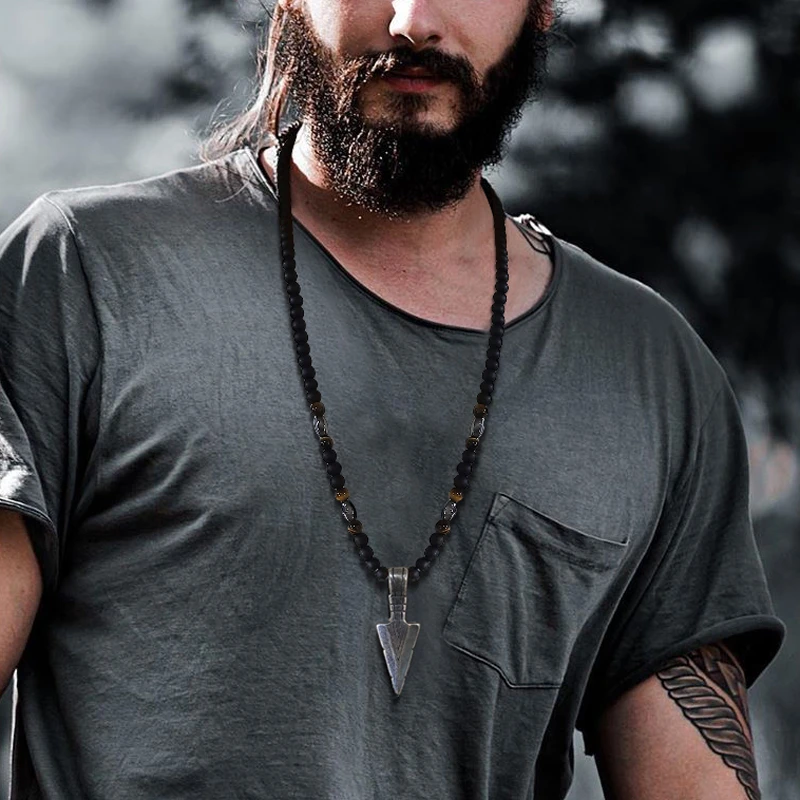 Collar de flecha para hombre, collar de Guerrero, oración, hombre, surfista, collar de cuentas de estilo del Sur Occidental| Collares colgantes| -