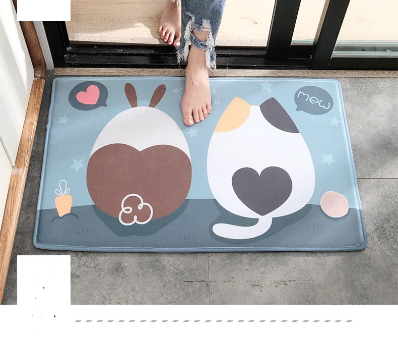 Cartoon Long Kitchen Mat Bath Carpet Floor Mat Home Entrance Doormat Absorbent Bedroom Living Room Rug Slip-resistant