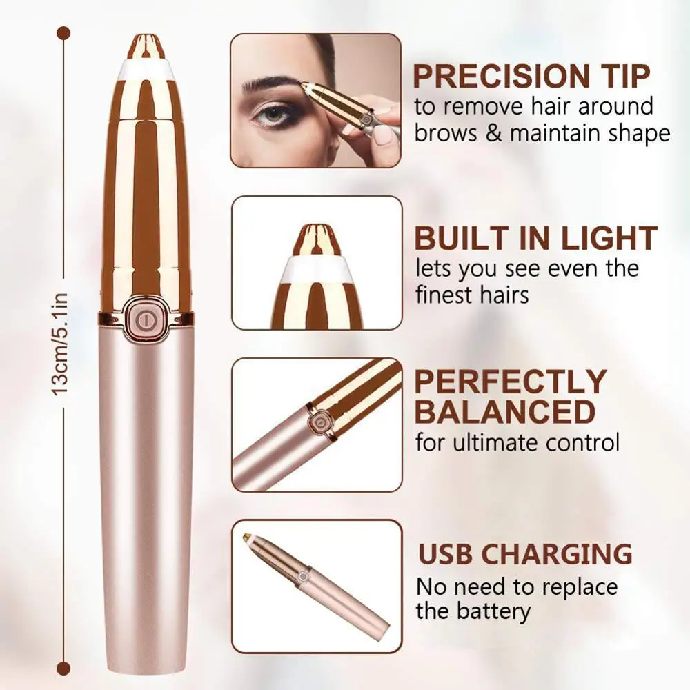 

Electric Eyebrow Epilator,USB Charger Electric Eyebrow Trimmer Painless and Washable Eyebrow Hair Remover Women depilator