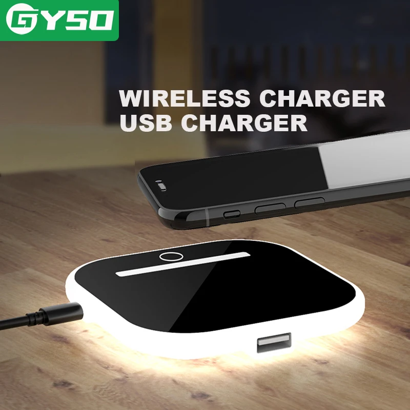 GYSO универсальное 10 Вт Qi Быстрое беспроводное зарядное устройство LED USB быстрая