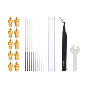 

3D Printer Accessories MK8/V6 Nozzles and Steel Needles and Tweezers & Wrench Kit 3D Printer Cleaning Maintenance Tool