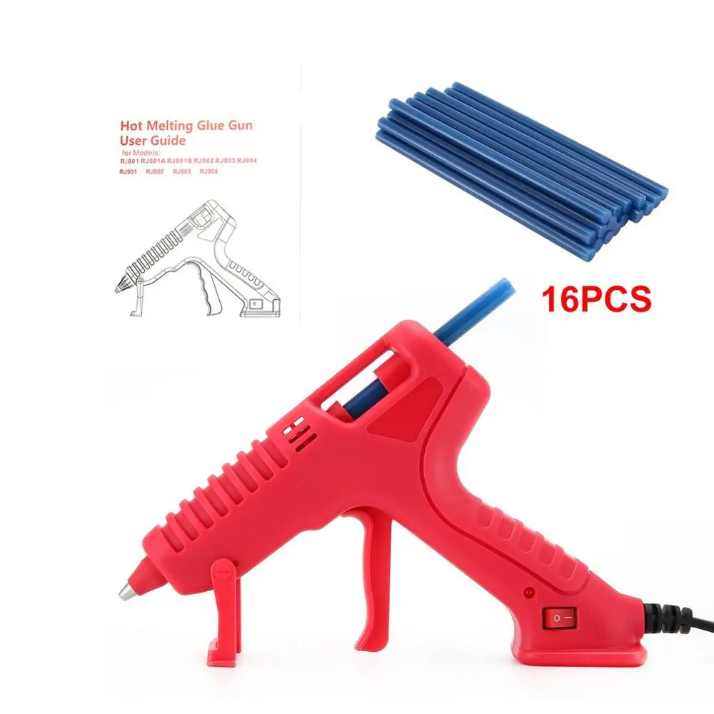 16pcs Blue Великобритания Тип термоплавкий клеевой пистолет с клеевым стержнем RJ801 30 Вт для DIY ручной работы игрушки ремонтные Инструменты Электрические термоклеевые пистолеты - Цвет: 16pcs Blue