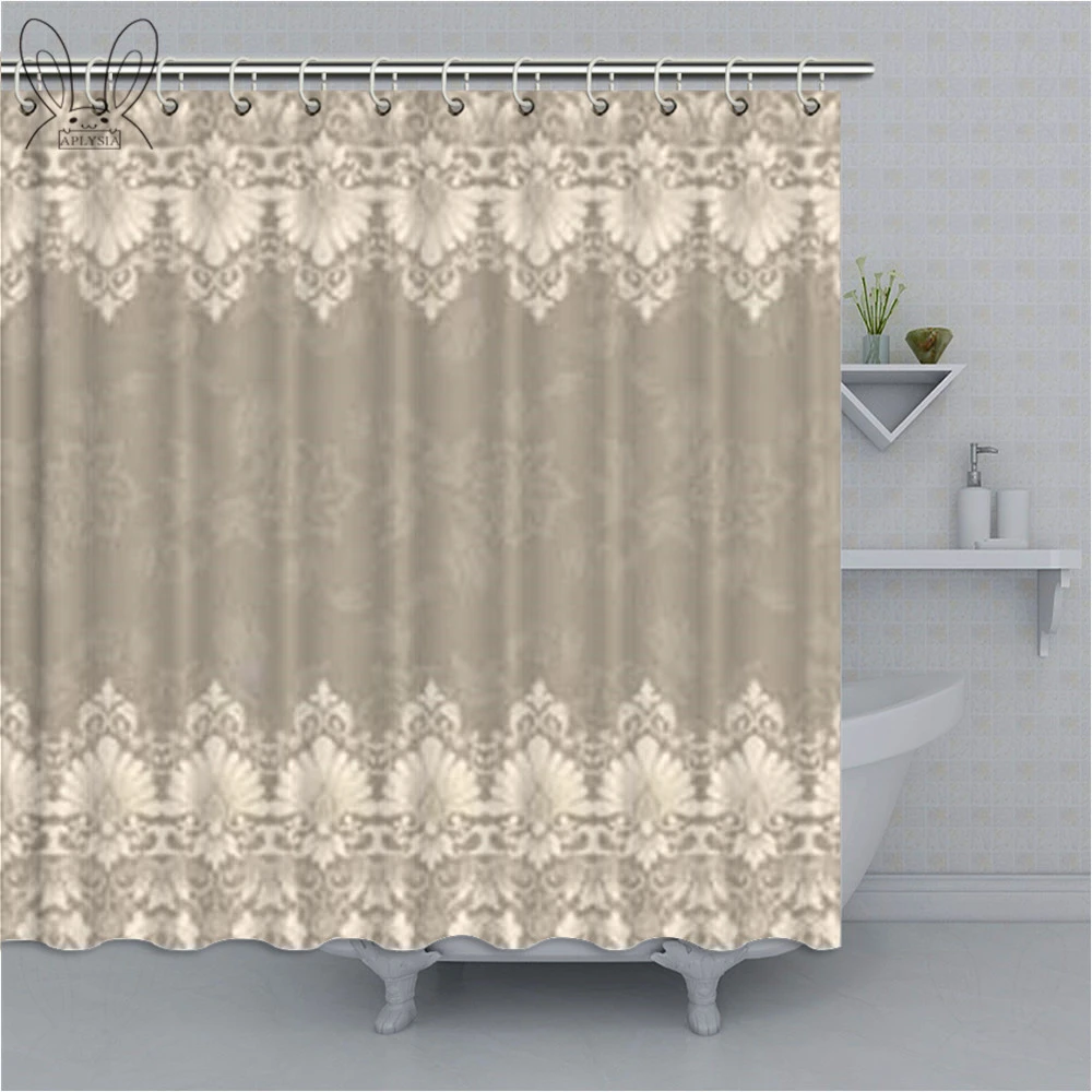 Taupe Shower Curtain Lace Like Framework Borders With Arabesque Details Delicate Intricate Retro Dated Print Shower Decor Set Shower Curtains Aliexpress
