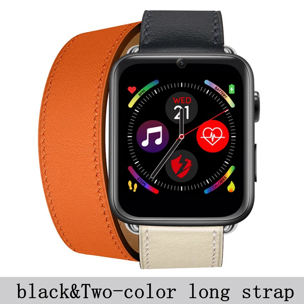 Black Two Color Long LEMFO LEM10 4G Smart Watch Android 7.1 1.88inch Screen 3GB+32GB Support SIM card WIFI GPS 780mAh Battery Smartwatch Men - Цвет: Black Two Color Long