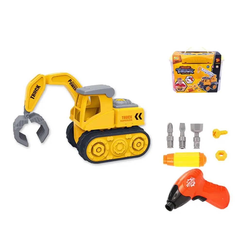 RCtown Children Educational Detachable Mobile Machinery Shop Tilting Cart Excavator Bulldozer Optional Disassembly Toy Suit - Цвет: Steel car