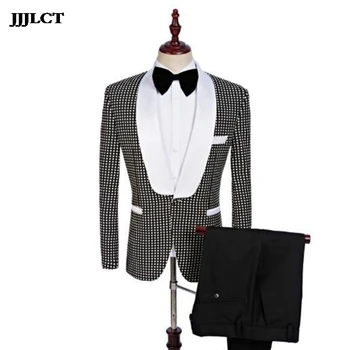 

Polka dot casual groomsmen dress 2019 new men's suit suit Korean Slim men's professional wear overalls