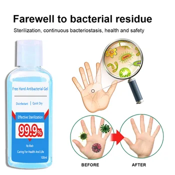 

100ML Portable Disposable Quick-drying Alcohol Disposable Hand Sanitizer Hands-Free Water Disinfecting Hand Wash Gel Hot Sale