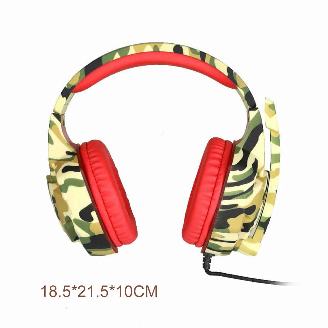 Pohiks 1pc K17 Camouflage 3 5mm Wired LED Gaming Headphones Adjustable Bass Stereo Gamer Headset With Mic For PC Computer PS4