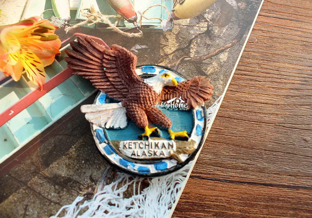 Ketchikan Alaska Metal Fridge Magnet with bald eagle beautiful collectible 