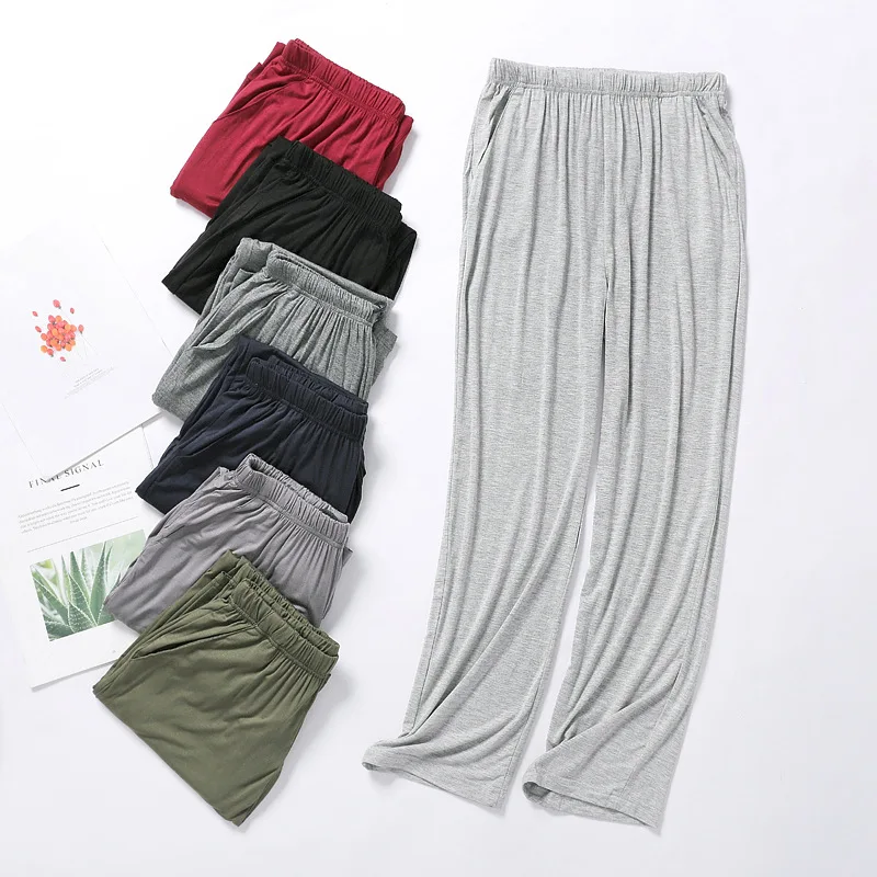 New men's modal  trousers thin section spring and summer home pants men's plus size home pants casual trousers pajama pants jvzkass spring and summer section wide leg pants female modal high waist loose large size casual home anti mosquito pants z338