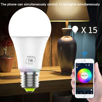 

New 7W RGBCW WiFi Smart LED Bulb 5CH Music E27 full color Wifi Voice Control Magic Home led Light Lamp by Android 4.0/IOS9.0