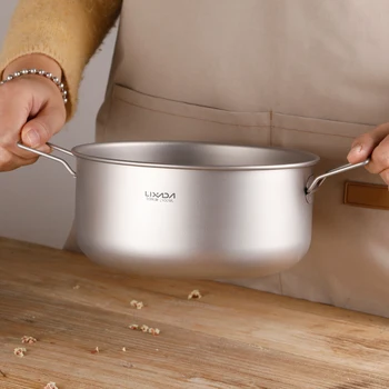 

Lixada 2100ml Titanium Stockpot Soup Pot Saucepan Home Kitchen Outdoor Camping Backpacking Titanium Pot