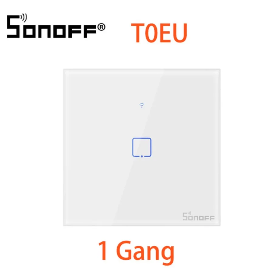 SONOFF T0 ЕС Wifi сенсорный экран переключатель работает с Amazon Alexa/для Google Home/для Google Nest/Роскошная стеклянная панель/светодиодный свет - Комплект: Sonoff T0 EU1 gang