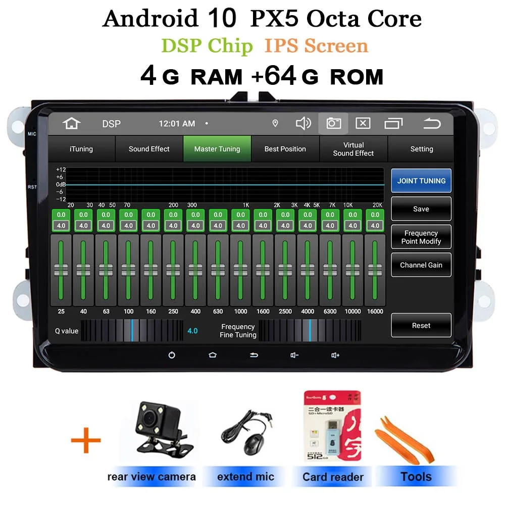 DSP чип ips " Android 10 Автомобильная Радио gps навигация для VW Skoda Octavia golf 5 6 touran passat B6 jetta polo tiguan RDS - Цвет: DSP-IPS PX5 4G-64G