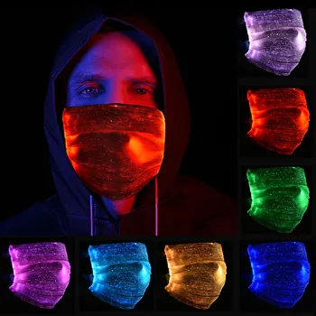 

7 Colors Luminous Led Party Masks Halloween Flashing Rechargeable Colorful Glowing Festive Party Face Mask Mаска with 1pc Filter