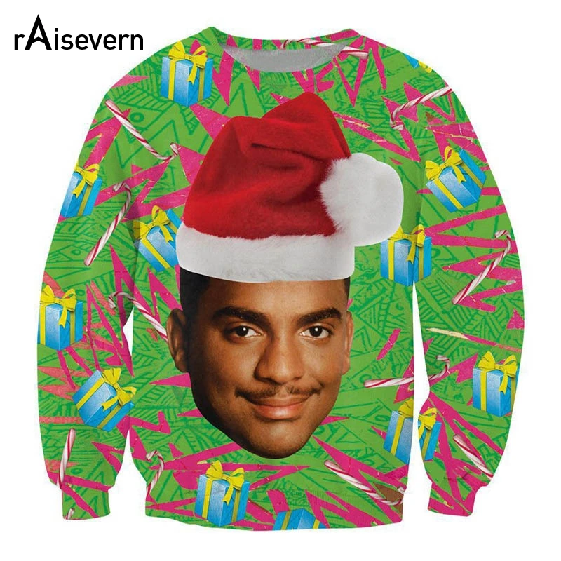 Raisvern 3D Толстовка Свежий принц Рождество Carlton/Will Smith с рождественской шляпой для