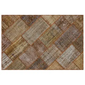 

Handmade Brown Vintage Overdyed Patchwork Area Rug 120 X180 Cm-3'11''X5'11''