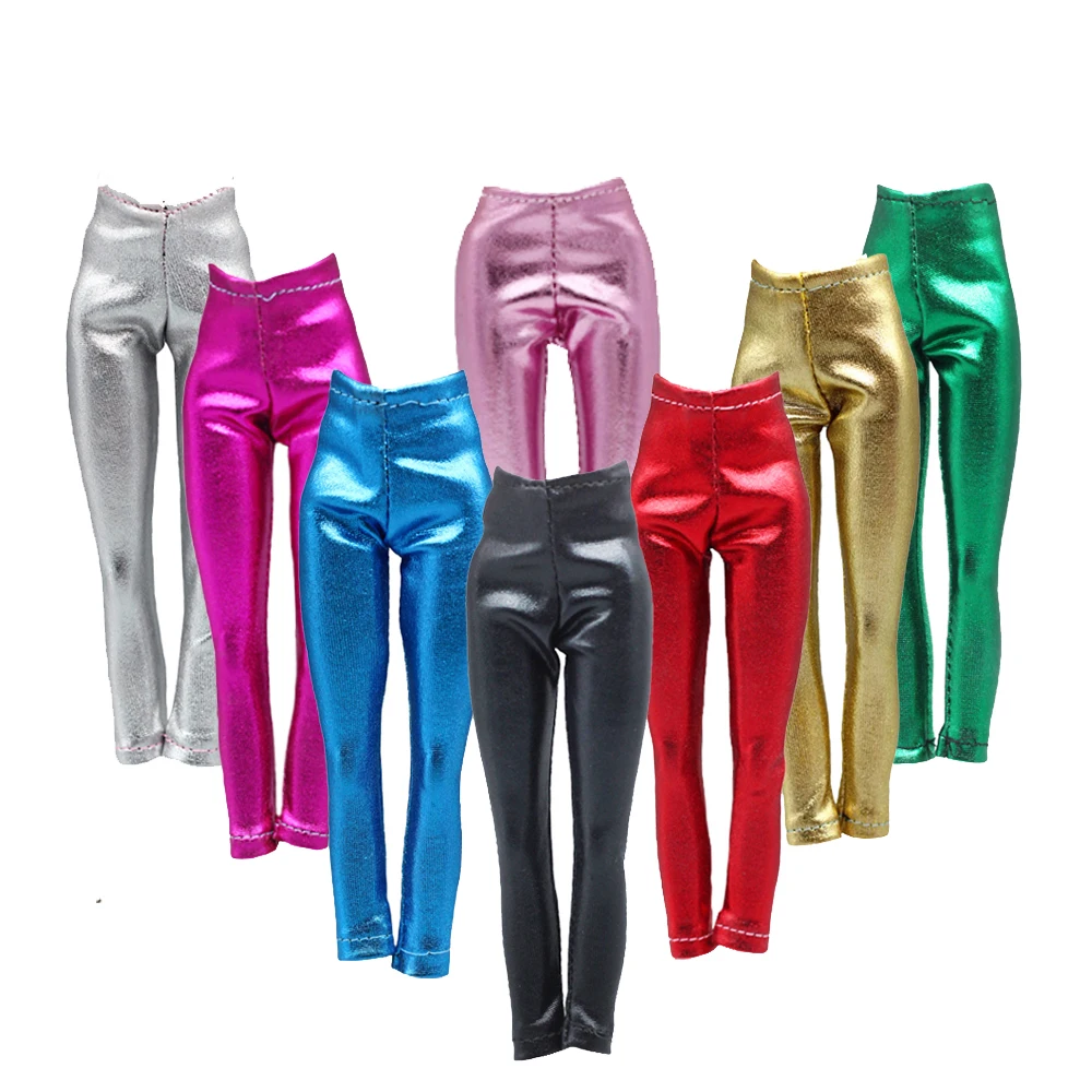 Candy Color Leather Elastic Bottom Pants Clothes Trousers 30CM Baby Gril 1/6 Doll Accessories 3PCS/lot