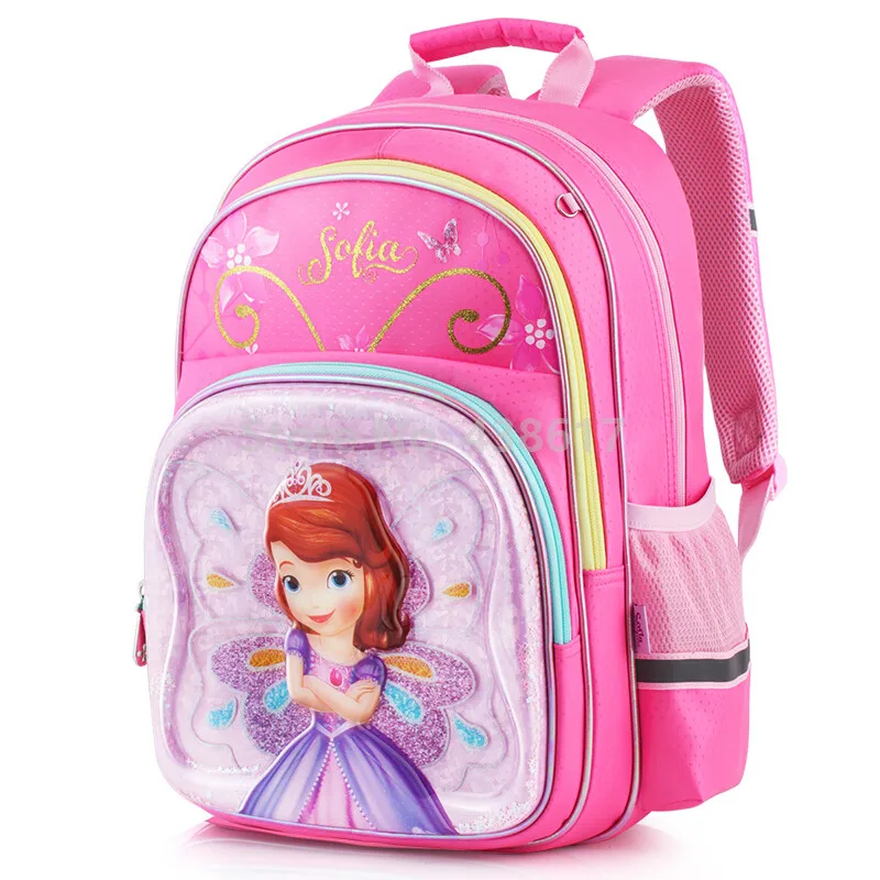 3D Pink Purple Butterfly Sofia Princess Girls School Bag Pencil Case For Kids Children Elementary Primary School Backpack Bag