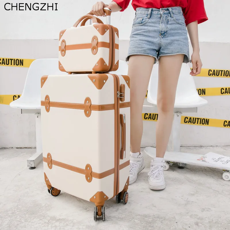 CHENGZHI 2" 22" 2" 26 дюймов корейский Ретро девушки на колёсиках Spinner ABS студентов Дорожный чемодан наборы женщин пароль чемодан