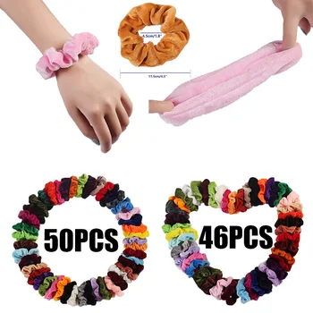 

46Pcs Girls Women Velvet Hairbands Elastic Scrunchy Ties Bands Ponytail Holder TY53