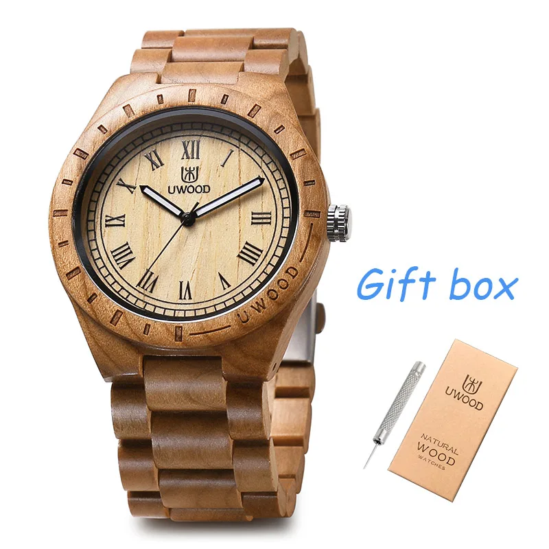 Hot Seller Wood Watch UWOOD Sandal Wood Fashion Men Students Retro Bangle Wood Bracelet Wristwatches For Men Relogio Masculino 2