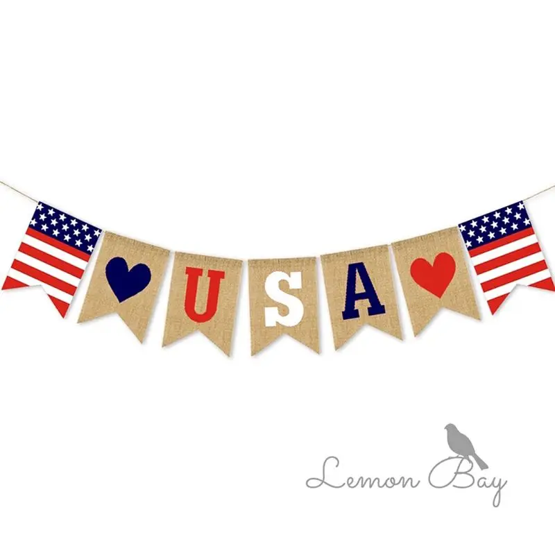 01 США Национальный День Независимости гирлянда флаг баннер гирлянды с веревкой набор вечерние украшения - Цвет: 01