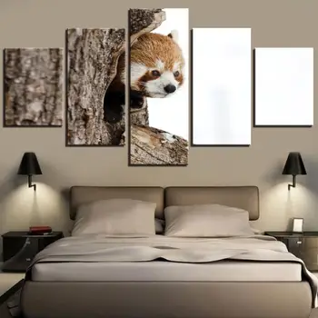 

Modular Canvas 5 Pieces Painting Home Decor Lesser Panda Pictures Modern Printed Animal Posters For Living Room Wall Art Framed