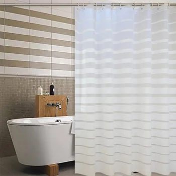 

Modern Shower Curtains Striped Bath Screen PEVA Waterproof Mold Proof Bath Curtain for Home Hotel Bathroom Curtain with Hooks