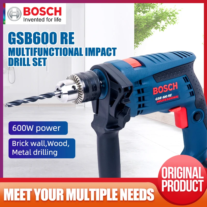 

Bosch GSB600RE Impact Drill Set Multi-function Household Electric Drill Screwdriver Electric Hammer Toolbox