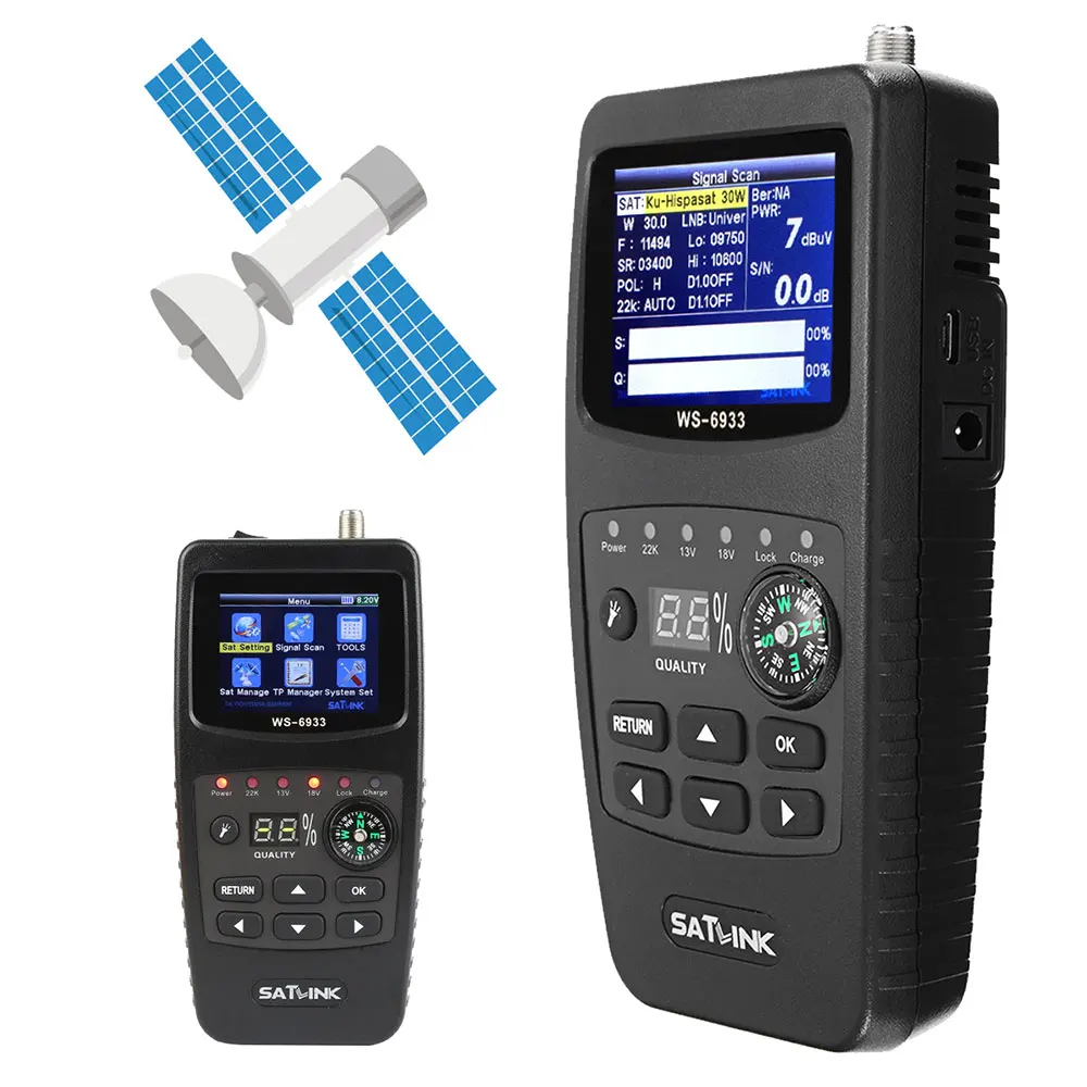 США штекер Satlink WS-6933 DVB-S2 FTA цифровой спутниковый сигнал Finder метр детектор сигнала компактный
