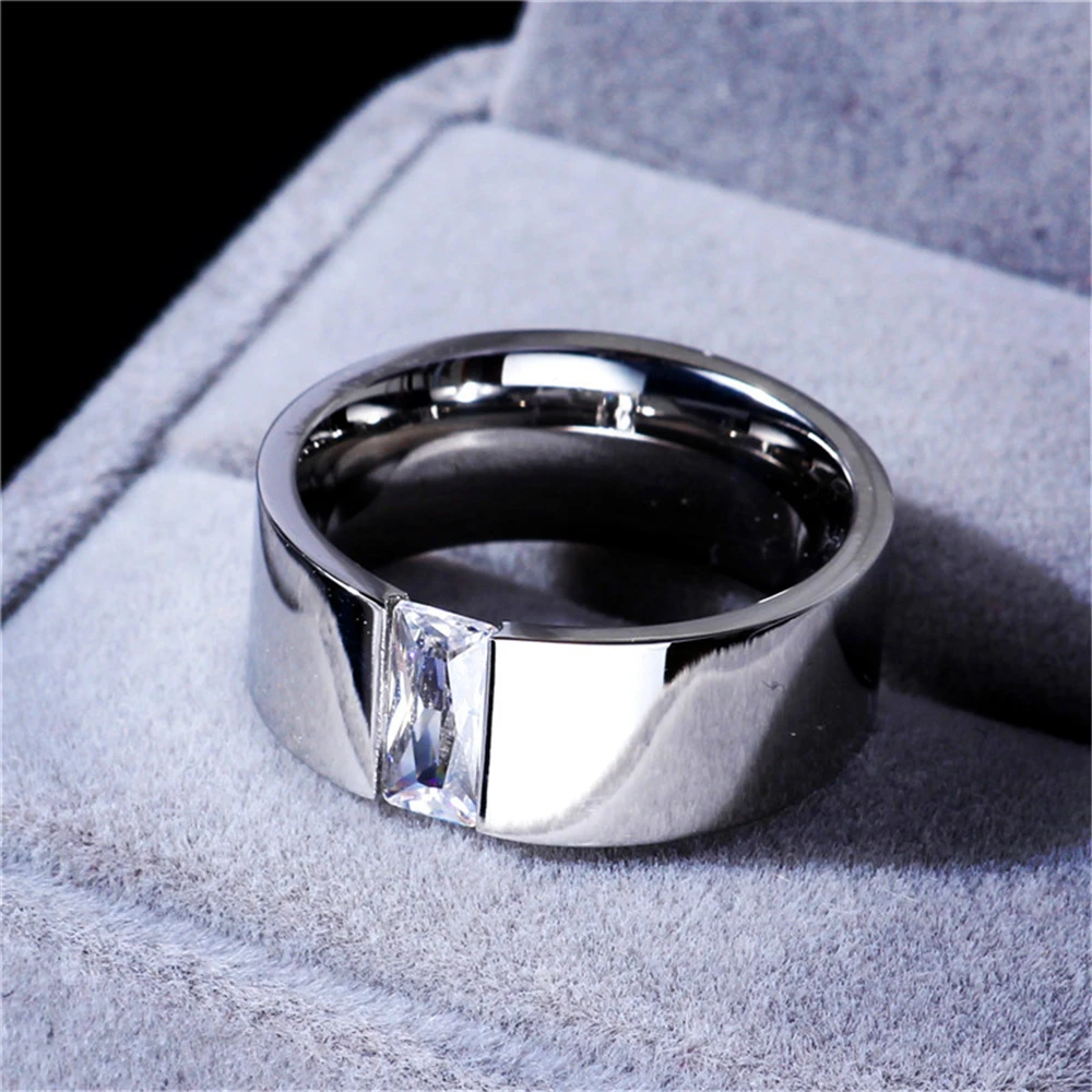 Loredana модный зеркальный набор шириной 8 мм с супер ярким циркониевым кольцом 316 титановое стальное кольцо, эксклюзивное для женщин. JZ-424