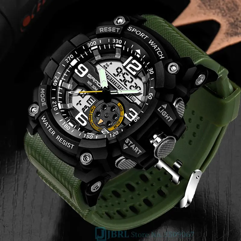 Billig Wasserdichte Sport Uhr Männer Uhren Militär Armee Berühmte Marke SANDA Dual Display Armbanduhr Männlichen Armbanduhr Für Männer Uhr Stunden