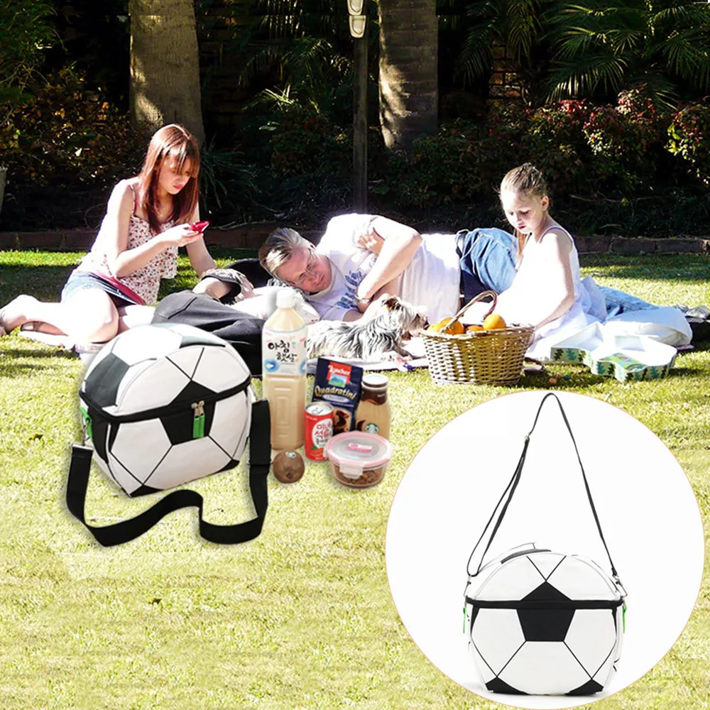 

Children Football Pattern Insulated Lunch Box Bag Famliy Outdoor Picnic Party Storage Zip Bags Pack Waterproof Handbag