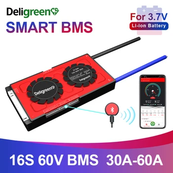 

Smart Bluetooth BMS16S 60V LiFePO4 BMS 30A 40A 60A with CAN NTC Battery Protection Board 3.7V Smart BMS Solar