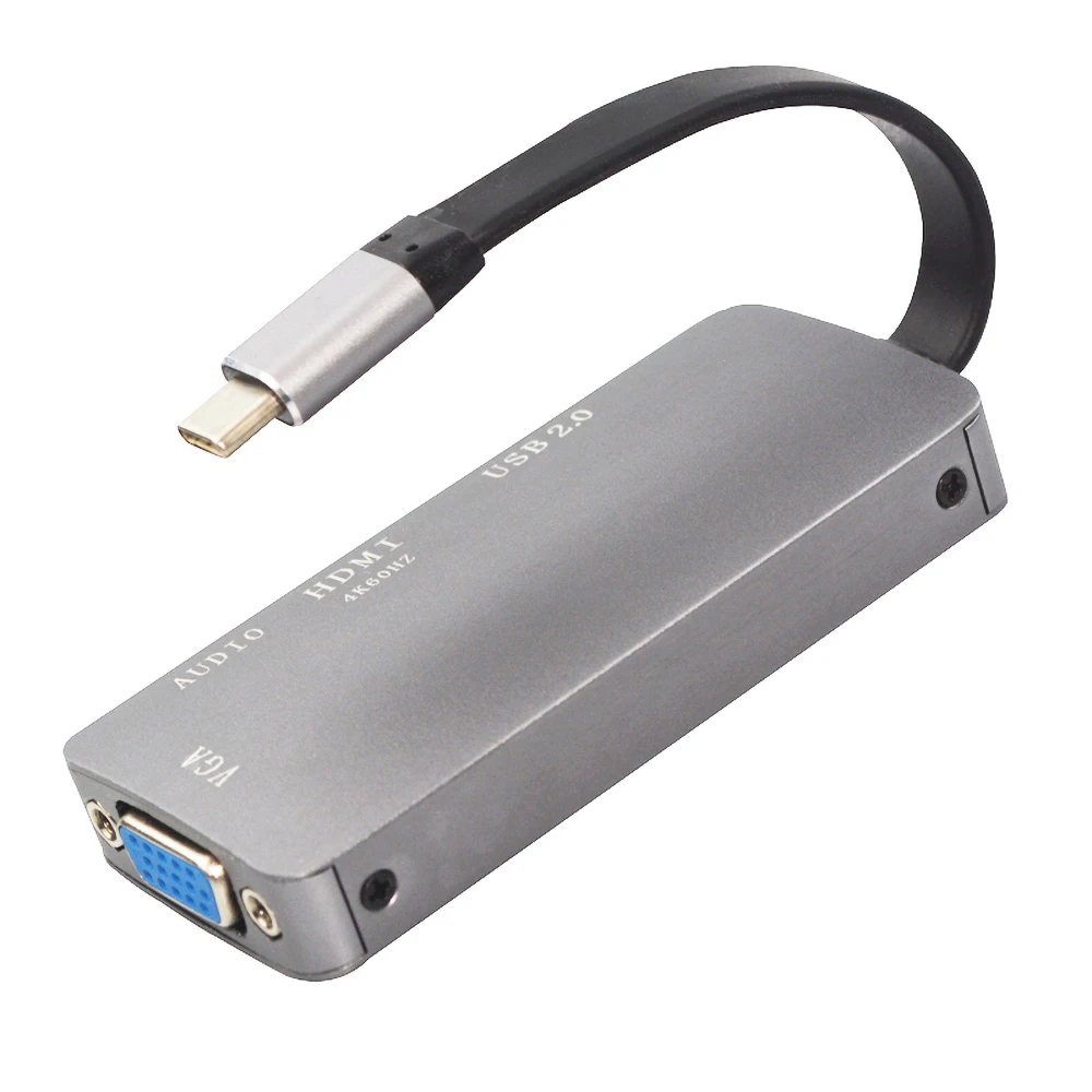 Kebidu Тип C до 4 к 60 Гц HDMI VGA USB 3,0 2,0 концентратор с 3,5 мм аудио вспомогательный конвертер кабель для Macbook Pro ноутбука