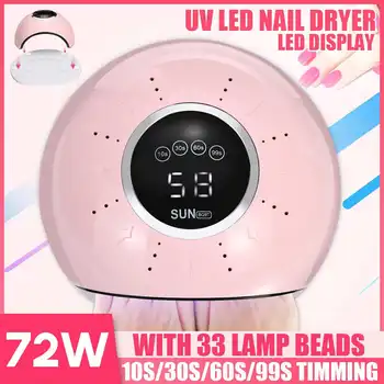 

72W LED Nail Lamp with 33 Pcs Leds UV Lamp For Manicure Gel Nail Dryer Drying Nail Polish Lamp Auto Sensor Manicure Tools