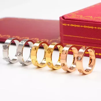 

Fashion Cross Screw Titanium Steel Zircon Ring Women Jewelry Couple Engagement Rose Gold Female Crystal Finger Wedding Ring