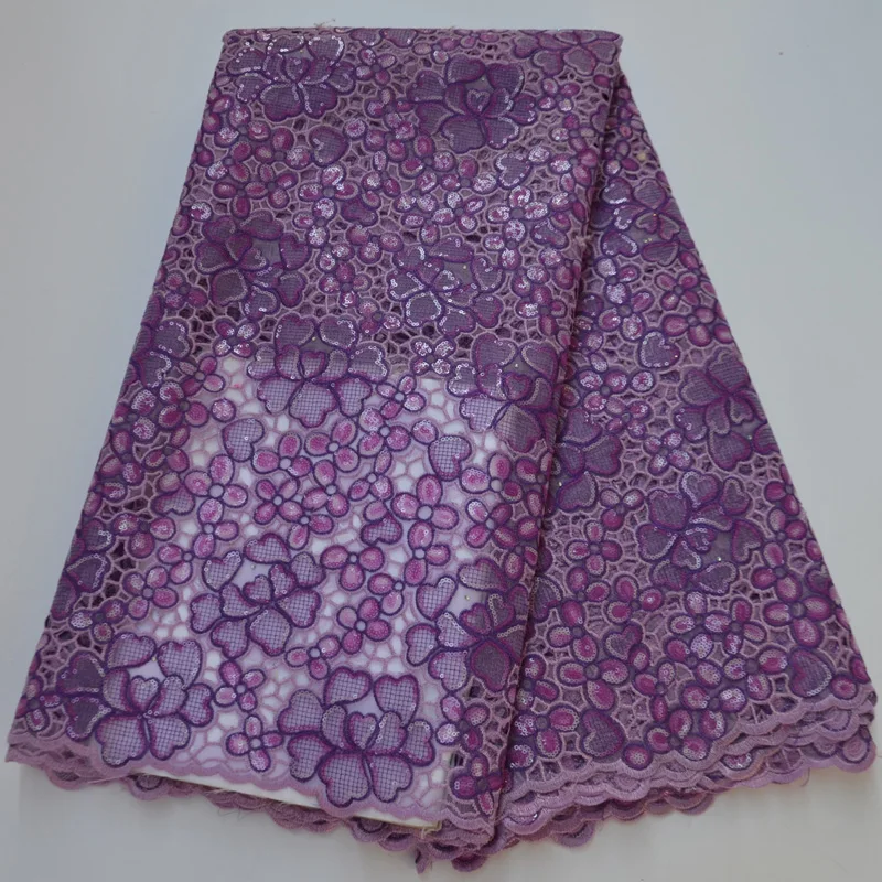 

(5yards/pc) high quality lilac purple African hand cut organza lace fabric with excellent sequins embroidery for wedding OP59