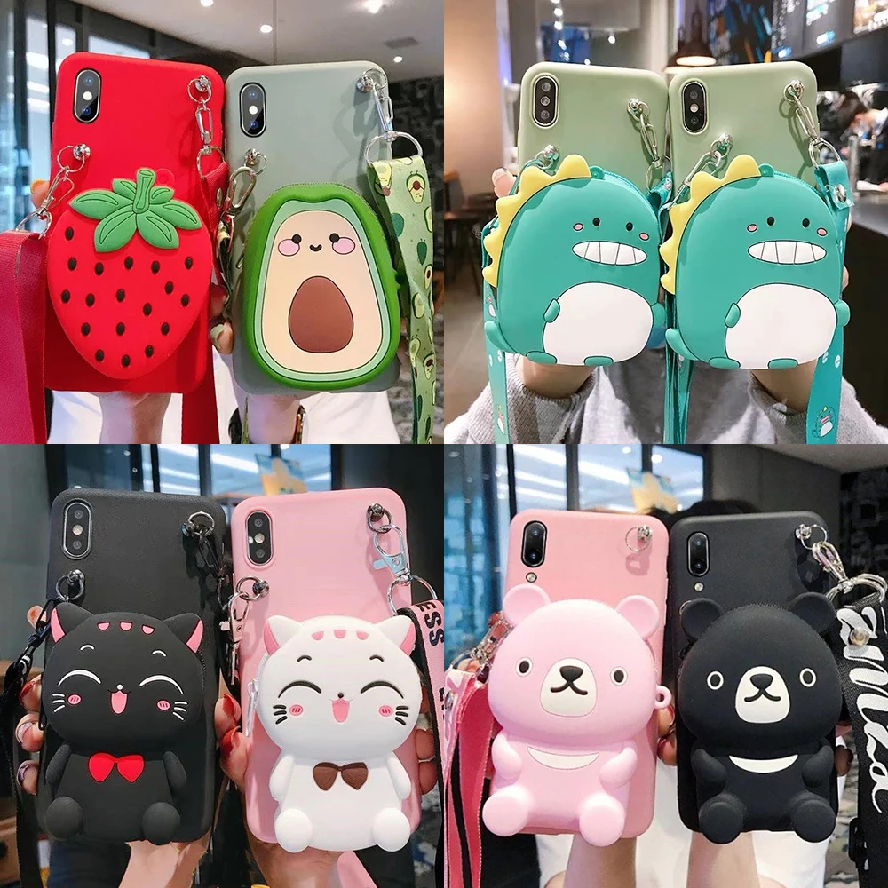 Coin Bag Phone Case for OPPO A9 A5 2020 A31 A83 A73 A71 A72 A52 AX5S AX7 A7 A5S A3S A1K A91 Cover 3D Silicon Cartoon Soft Funda | Мобильные