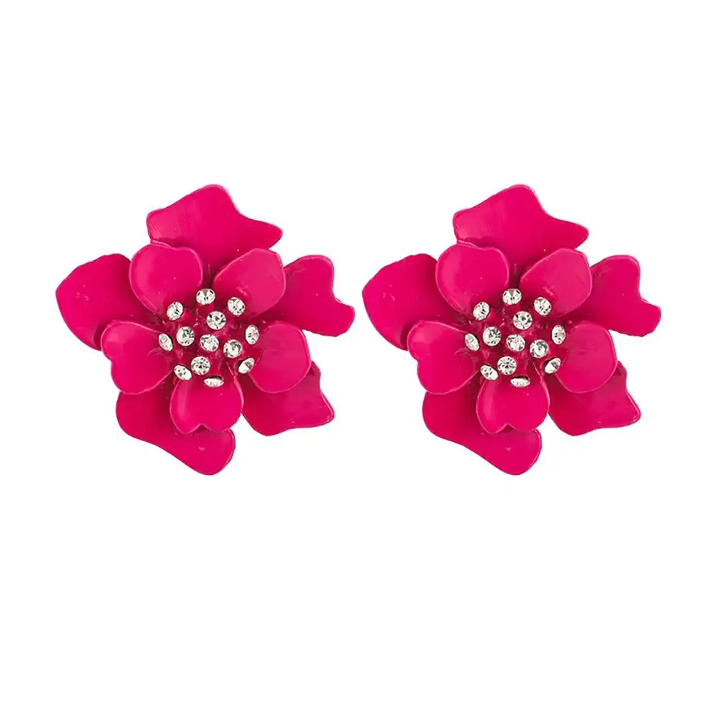 Hot Pink Лепесток цветок серьги Для женщин серьги Оригинальное 6-ти цветов сплав украшения Роскошные ювелирные изделия серьги сказочные Bijoux(украшения своими руками) A1 - Окраска металла: Hot Pink