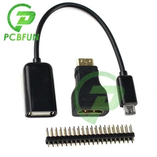 3 in1 para raspberry pi zero kit adaptador mini hdmi para hdmi adaptador + micro usb para usb fêmea otg cabo 20pin macho gpio cabeçalho rri 0