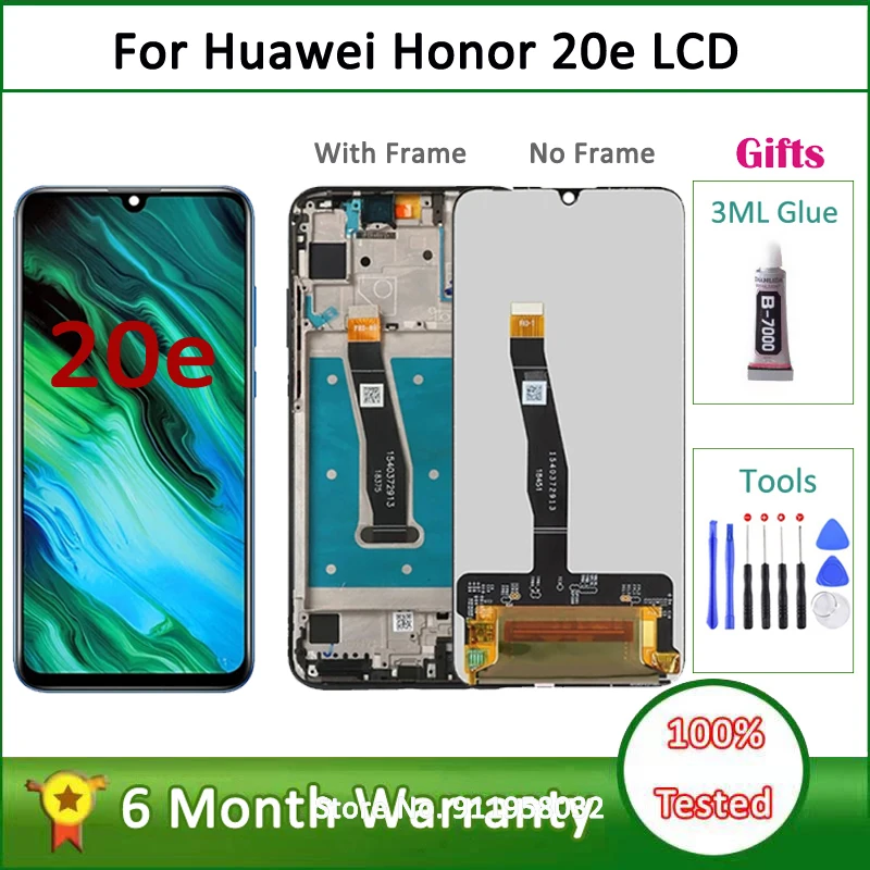 

ЖК-дисплей 6,21 дюйма для Huawei Honor 20e, сенсорный экран с дигитайзером в сборе, замена для Honor 20 e HRY-LX1T, ЖК-дисплей с рамкой