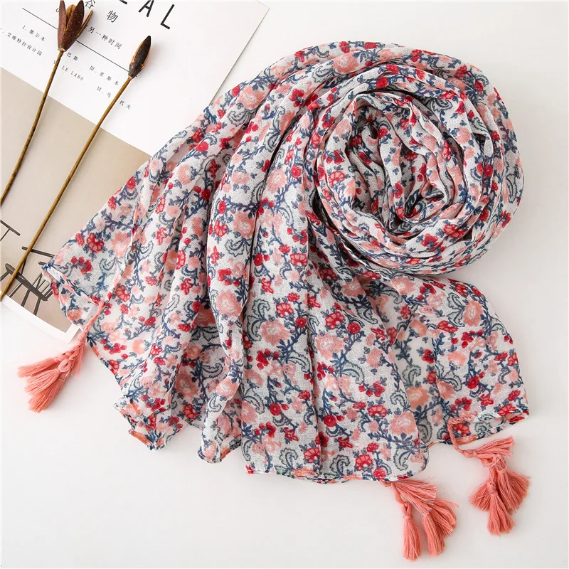 Шарф Лолита foulard femme mori/осенне-весенний японский пасторальный стиль, свежий сладкий длинный принтованный хиджаб шарф