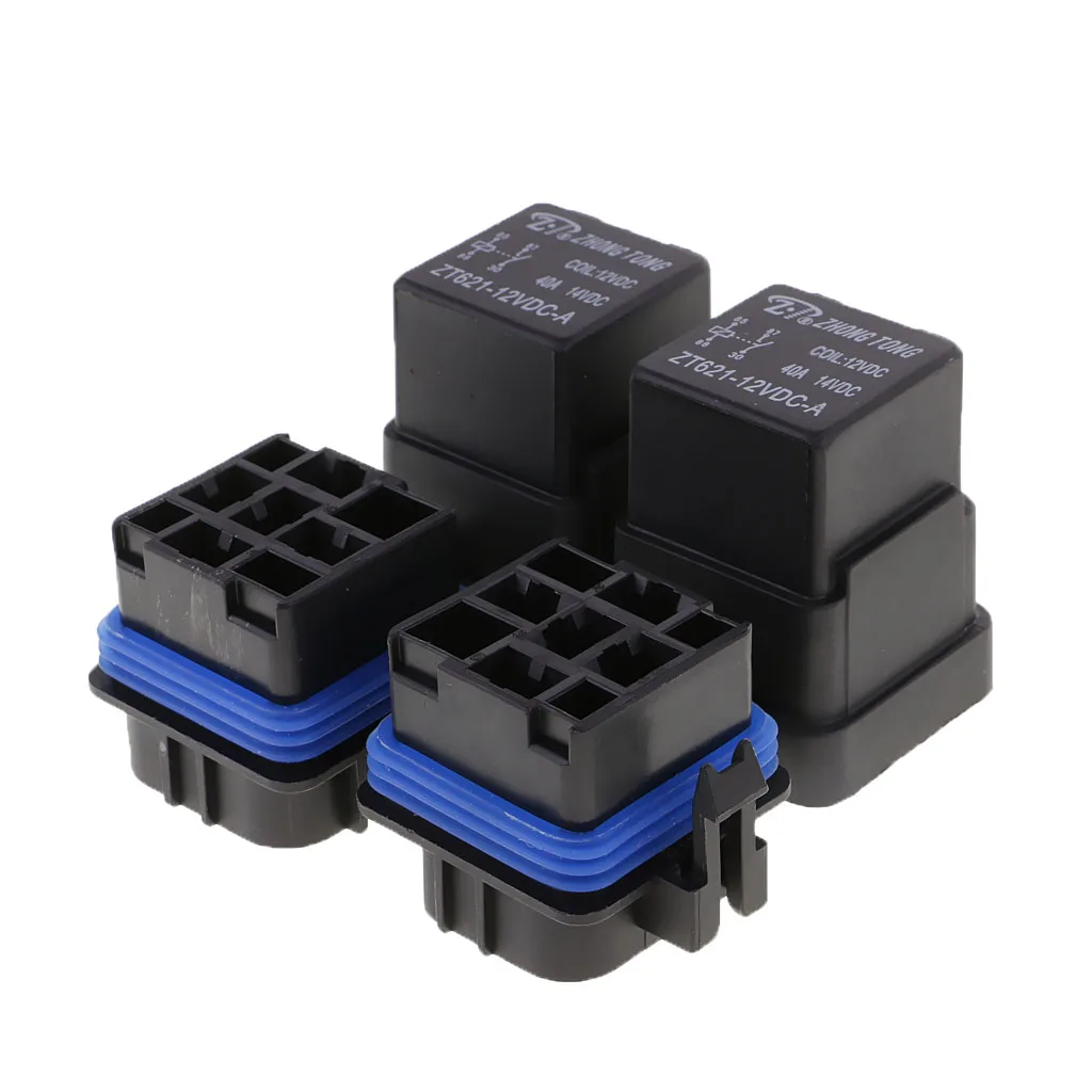 2 Set Car Motorcycle Boat 12V 40A Car Vehicle 4Pin Relay Socket Terminal Kit