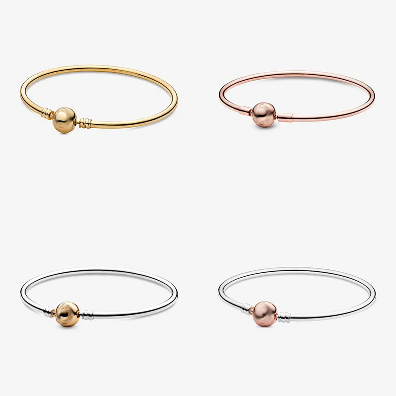 

100% 925 Sterling Silver Pan Bracelet Innovative Round Classic Button Diy Versatile Basic Bracelet Fit Diy Charm Women Jewelry