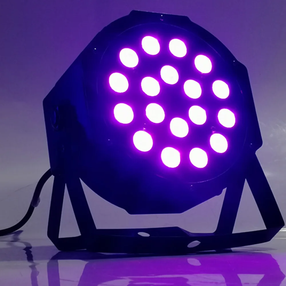 8 шт./лот 18x3 Вт led par огни rgb 3in1 dmx512 плоский профессиональное сценическое dj