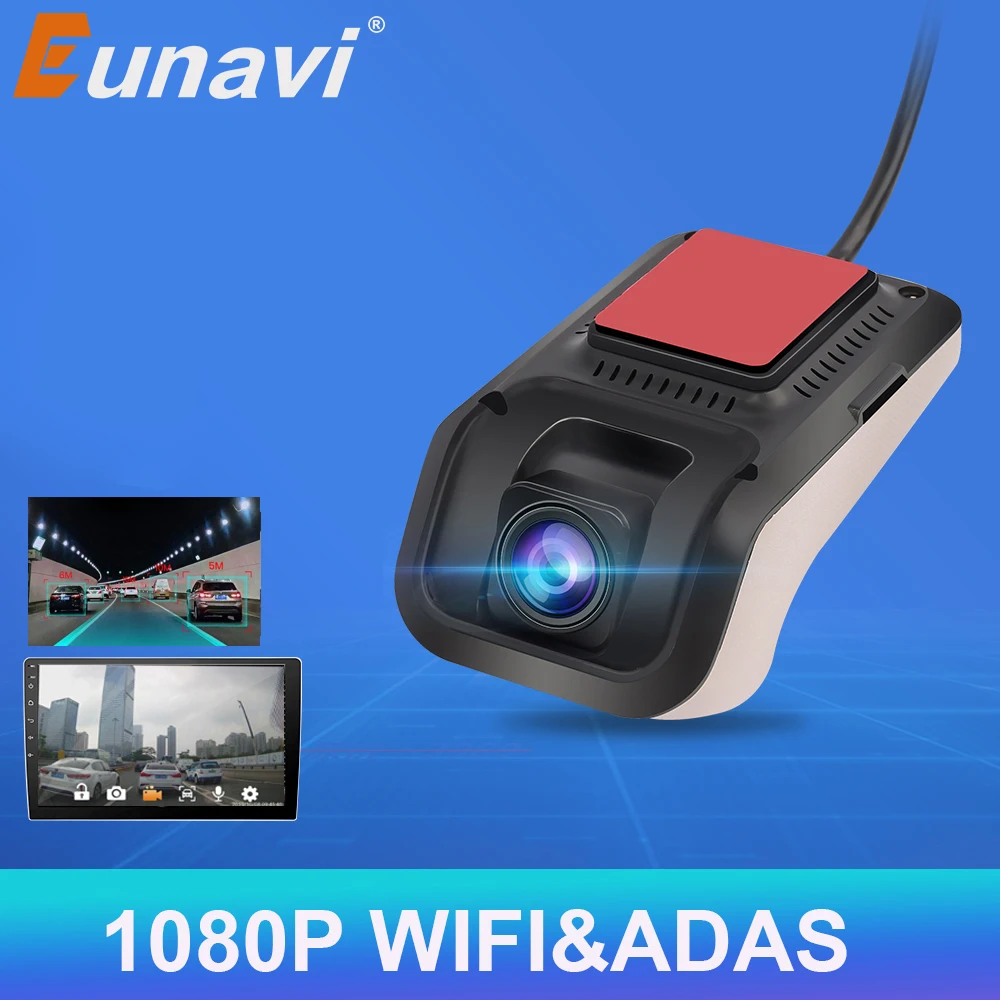 Eunavi HD 1080P Автомобильный видеорегистратор DVR Android USB Авто ADAS для автомобиля DVD плеер
