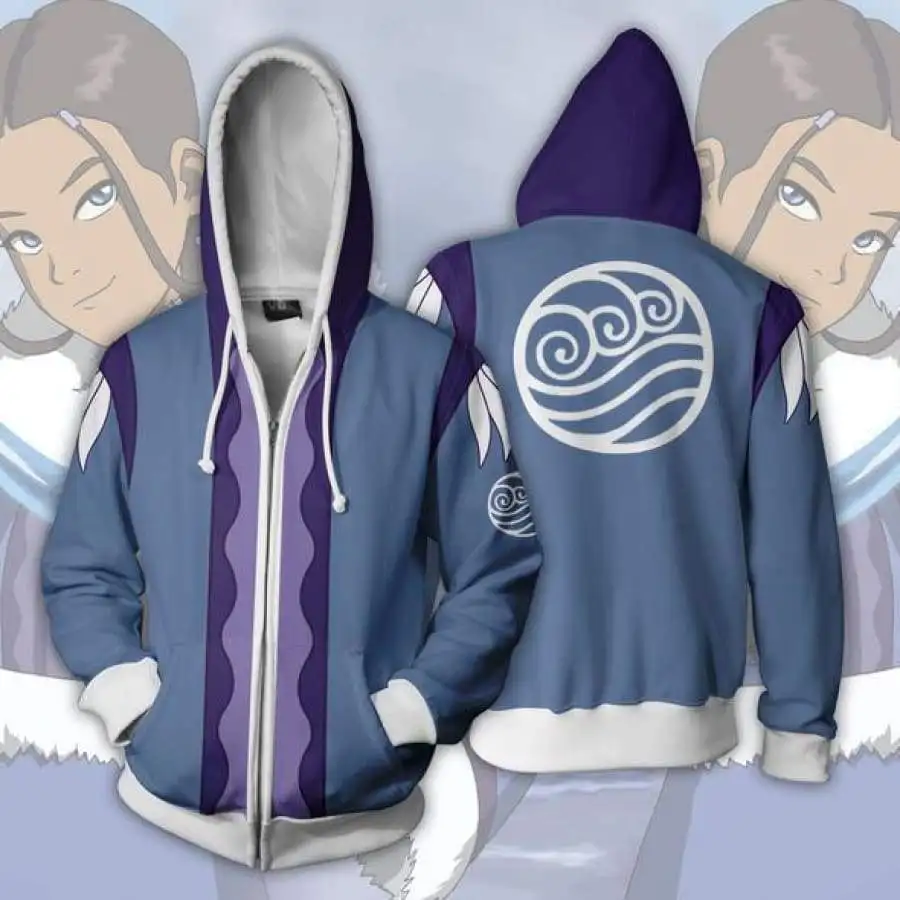 Аватар: "Повелитель стихий" косплейный костюм с капюшоном для мужчин и женщин аниме повседневные куртки на молнии новая зимняя Толстовка Aang