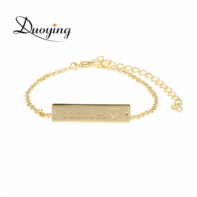 

DUOYING 2020 Fashion Simple Women Bracelet Custom Name Engraved Bracelet Gold Color Bar Personalized Bracelet For Christmas Gift